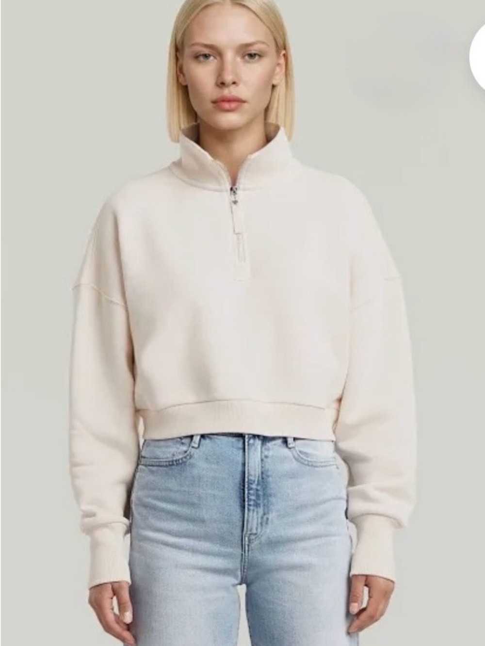 G-Star Cropped Half-Zip Sweatshirt - Cream